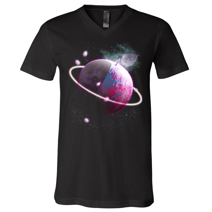 Apple Nebula Space Planet V-Neck T-Shirt