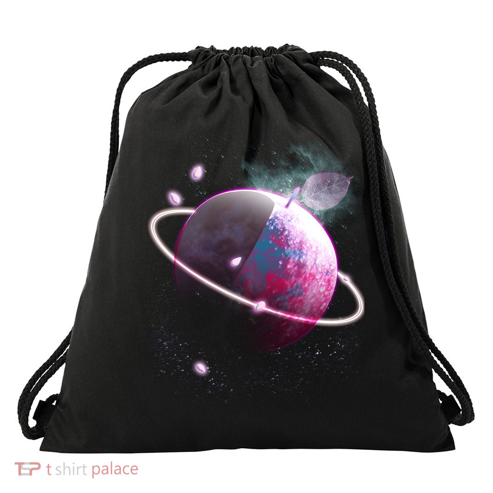 Apple Nebula Space Planet Drawstring Bag