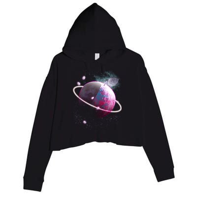 Apple Nebula Space Planet Crop Fleece Hoodie