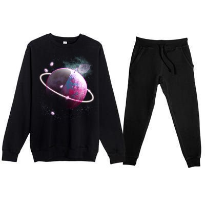 Apple Nebula Space Planet Premium Crewneck Sweatsuit Set