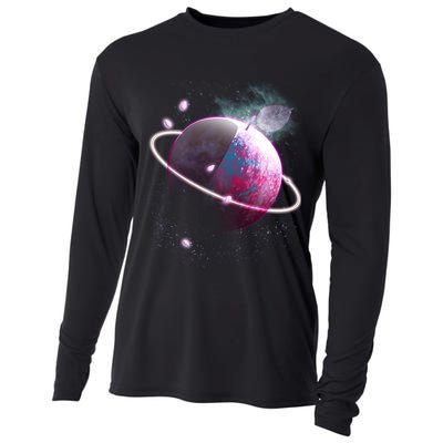 Apple Nebula Space Planet Cooling Performance Long Sleeve Crew