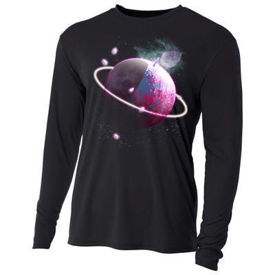 Apple Nebula Space Planet Cooling Performance Long Sleeve Crew