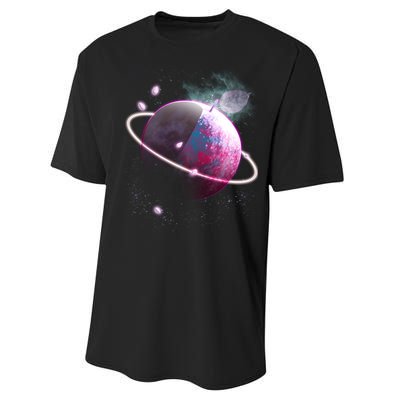 Apple Nebula Space Planet Performance Sprint T-Shirt