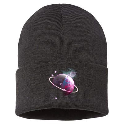 Apple Nebula Space Planet Sustainable Knit Beanie