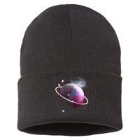 Apple Nebula Space Planet Sustainable Knit Beanie
