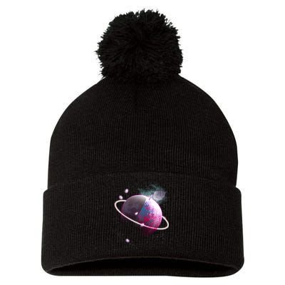 Apple Nebula Space Planet Pom Pom 12in Knit Beanie