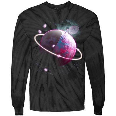Apple Nebula Space Planet Tie-Dye Long Sleeve Shirt