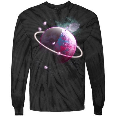 Apple Nebula Space Planet Tie-Dye Long Sleeve Shirt