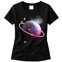 Apple Nebula Space Planet Womens T-Shirt