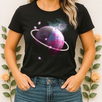 Apple Nebula Space Planet Womens T-Shirt