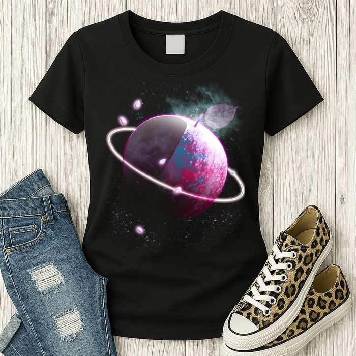 Apple Nebula Space Planet Womens T-Shirt
