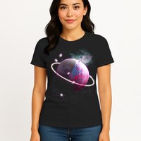 Apple Nebula Space Planet Womens T-Shirt