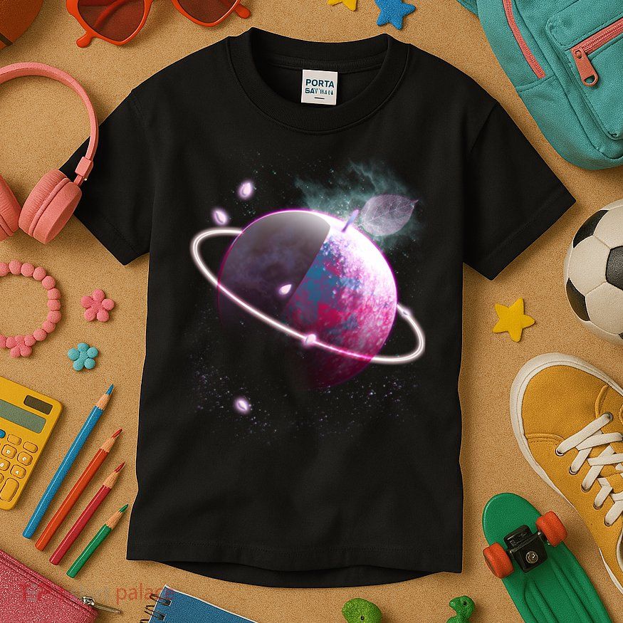 Apple Nebula Space Planet Kids T-Shirt