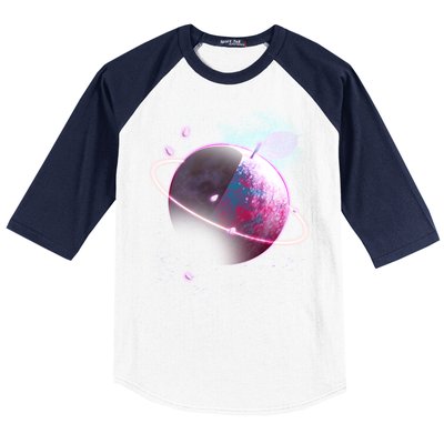 Apple Nebula Space Planet Baseball Sleeve Shirt