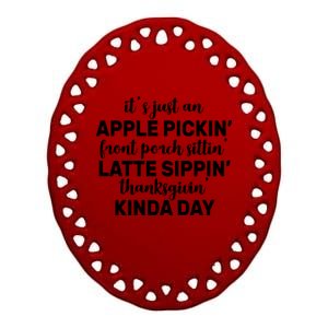 Apple Picking Season Ceramic Oval Ornament