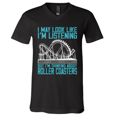 Amusement Park Riding Lover Funny Roller Coasters Rider V-Neck T-Shirt