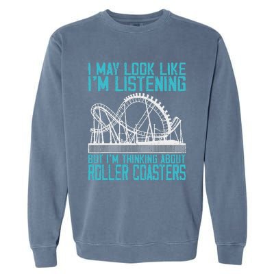 Amusement Park Riding Lover Funny Roller Coasters Rider Garment-Dyed Sweatshirt