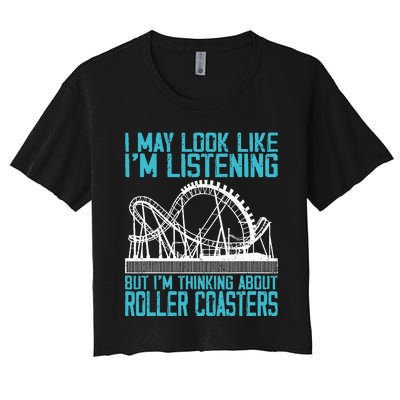 Amusement Park Riding Lover Funny Roller Coasters Rider Women's Crop Top Tee