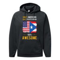 American Puerto Rican Flag Half American Half Puerto Rican Performance Fleece Hoodie