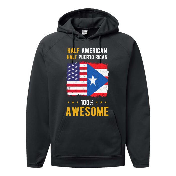 American Puerto Rican Flag Half American Half Puerto Rican Performance Fleece Hoodie