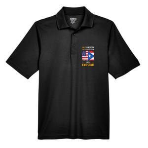 American Puerto Rican Flag Half American Half Puerto Rican Men's Origin Performance Pique Polo