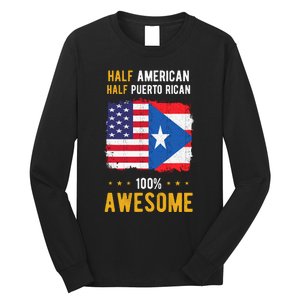 American Puerto Rican Flag Half American Half Puerto Rican Long Sleeve Shirt