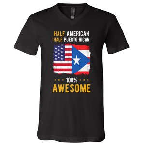 American Puerto Rican Flag Half American Half Puerto Rican V-Neck T-Shirt