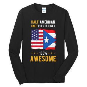 American Puerto Rican Flag Half American Half Puerto Rican Tall Long Sleeve T-Shirt