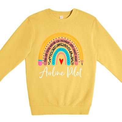 Airline Pilot Rainbow Leopard Travel And Tourism Funny Work Gift Premium Crewneck Sweatshirt