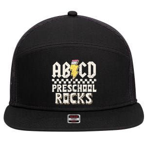 ABCD Preschool Rocks Back To School PreK Teacher 7 Panel Mesh Trucker Snapback Hat