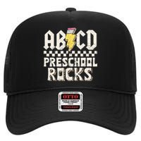 ABCD Preschool Rocks Back To School PreK Teacher High Crown Mesh Back Trucker Hat