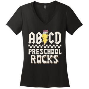 ABCD Preschool Rocks Back To School PreK Teacher Women's V-Neck T-Shirt