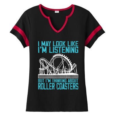 Amusement Park Riding Lover Funny Roller Coasters Rider Ladies Halftime Notch Neck Tee