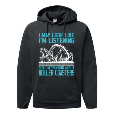 Amusement Park Riding Lover Funny Roller Coasters Rider Performance Fleece Hoodie