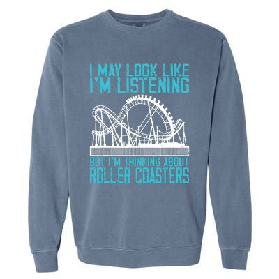 Amusement Park Riding Lover Funny Roller Coasters Rider Garment-Dyed Sweatshirt