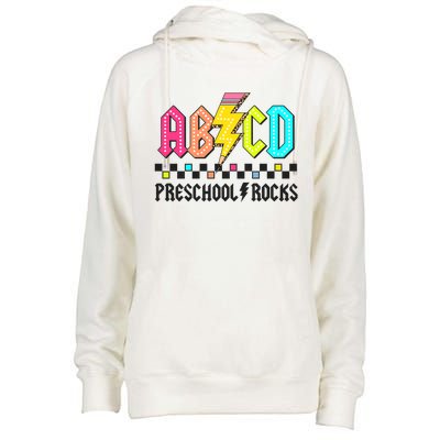 Abcd Preschool Rocks Pencil Lightning Teachers Rock Womens Funnel Neck Pullover Hood