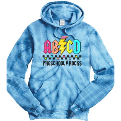 Abcd Preschool Rocks Pencil Lightning Teachers Rock Tie Dye Hoodie