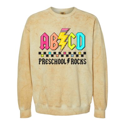 Abcd Preschool Rocks Pencil Lightning Teachers Rock Colorblast Crewneck Sweatshirt