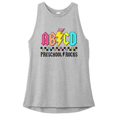 Abcd Preschool Rocks Pencil Lightning Teachers Rock Ladies PosiCharge Tri-Blend Wicking Tank