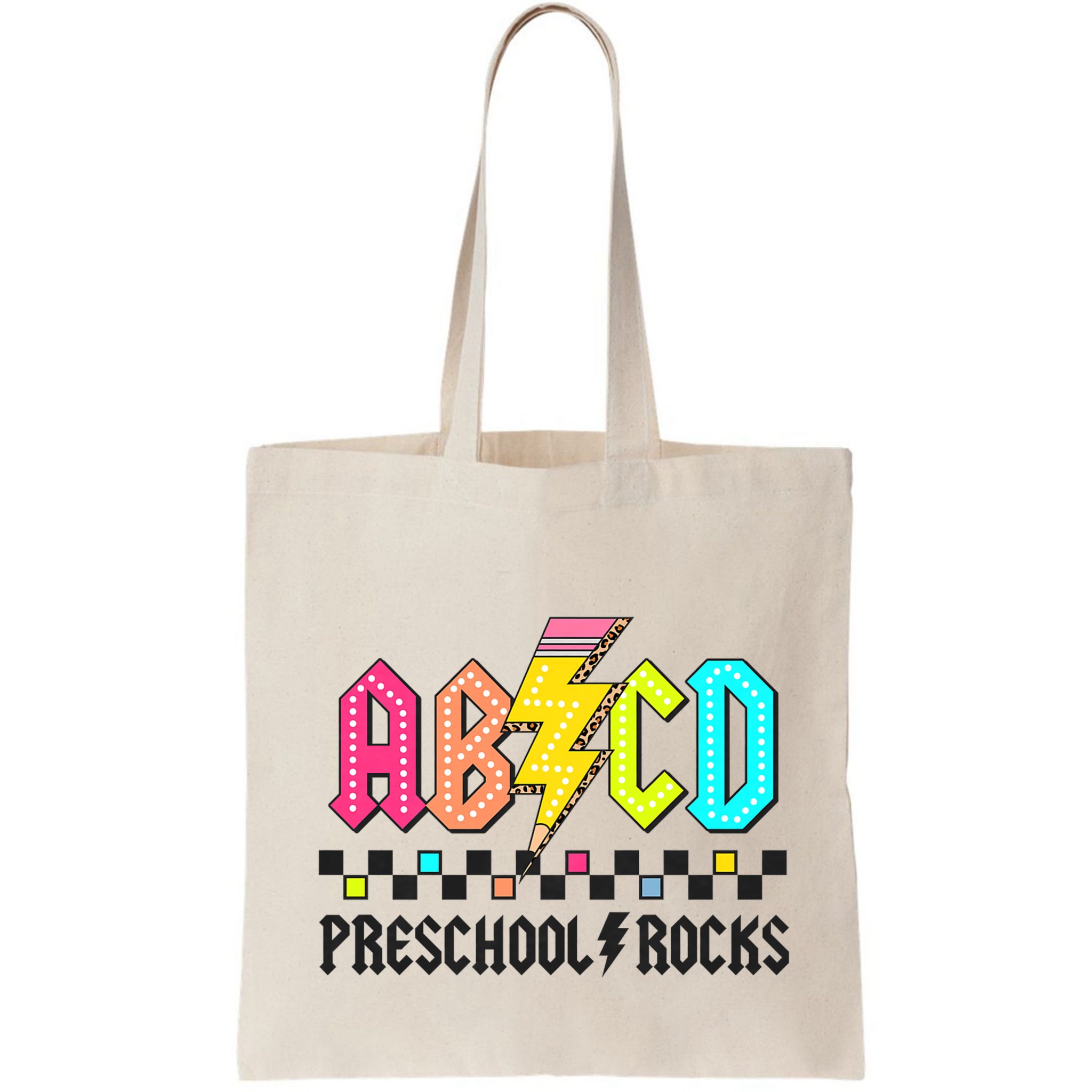 Abcd Preschool Rocks Pencil Lightning Teachers Rock Bag