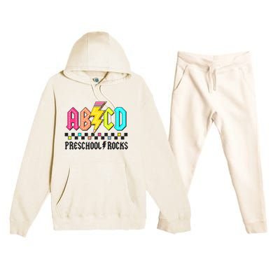 Abcd Preschool Rocks Pencil Lightning Teachers Rock Premium Hooded Sweatsuit Set