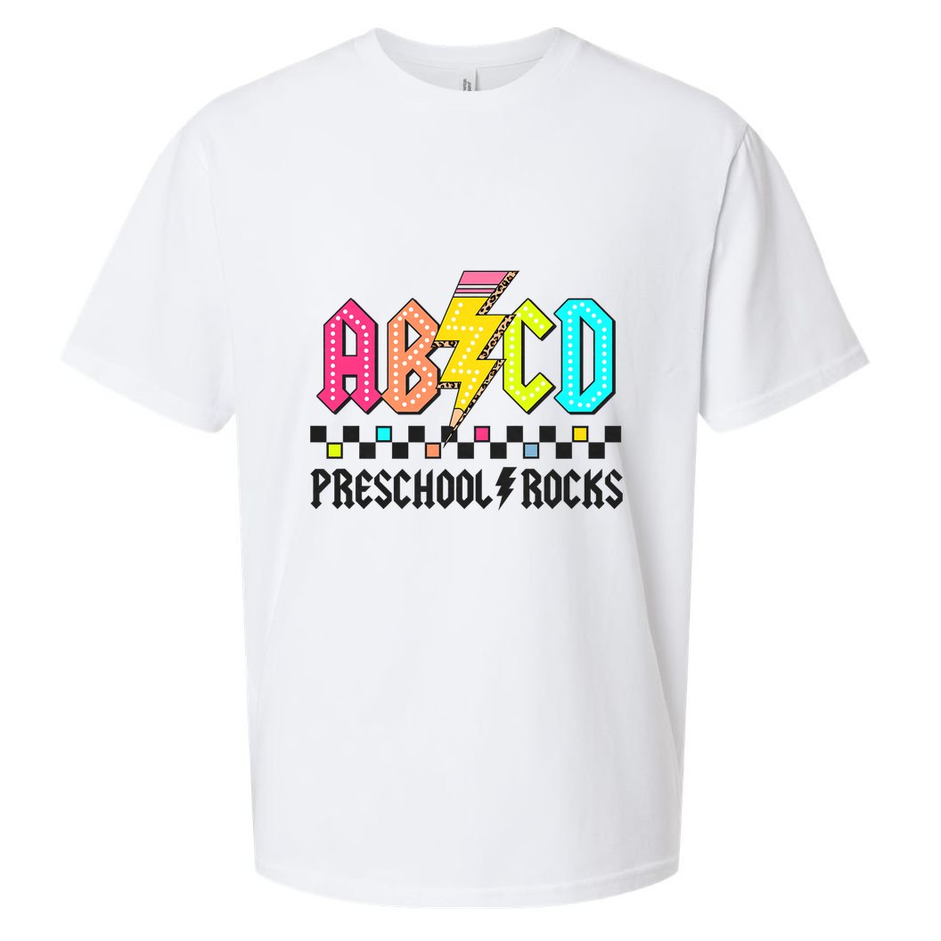 Abcd Preschool Rocks Pencil Lightning Teachers Rock Sueded Cloud Jersey T-Shirt