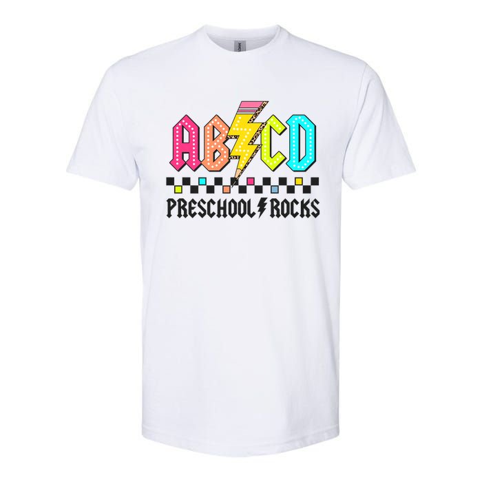 Abcd Preschool Rocks Pencil Lightning Teachers Rock Softstyle CVC T-Shirt