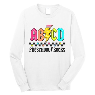 Abcd Preschool Rocks Pencil Lightning Teachers Rock Long Sleeve Shirt