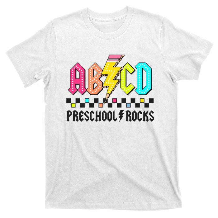 Abcd Preschool Rocks Pencil Lightning Teachers Rock T-Shirt