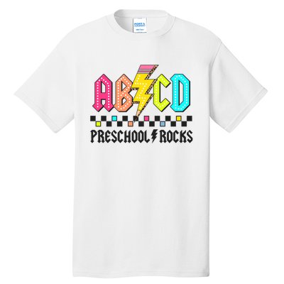 Abcd Preschool Rocks Pencil Lightning Teachers Rock Tall T-Shirt