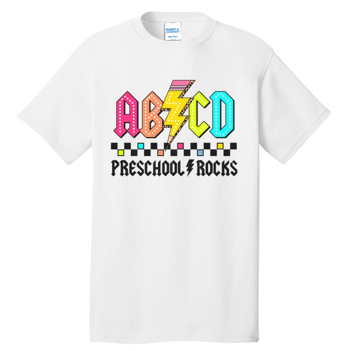 Abcd Preschool Rocks Pencil Lightning Teachers Rock Tall T-Shirt