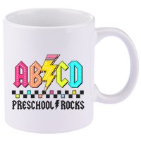 Abcd Preschool Rocks Pencil Lightning Teachers Rock 11oz C Handle Ceramic Mug