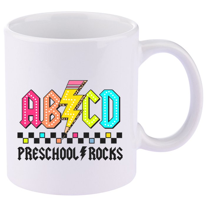 Abcd Preschool Rocks Pencil Lightning Teachers Rock 11oz C Handle Ceramic Mug