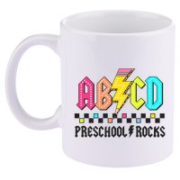 Abcd Preschool Rocks Pencil Lightning Teachers Rock 11oz C Handle Ceramic Mug